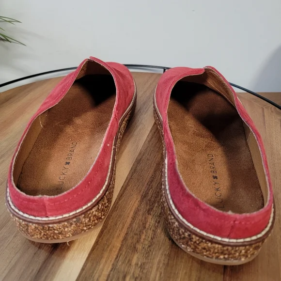 Lucky Brand | 12 Tamala Red Leather Clogs Mules Boho Comfy Casual - Picture 6 of 15